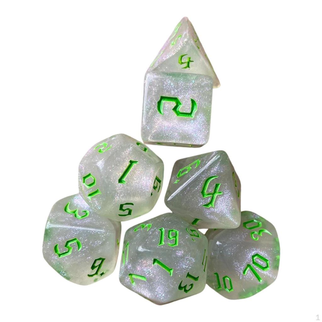7 Pieces Polyhedral Dices Set Multipurpose Entertainment Toy Wear Resistant Engraved Rolling