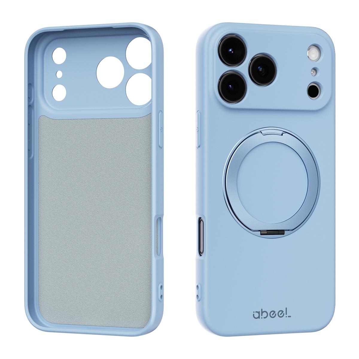 

360 Magnetic Stand Liquid Silicone Matte Phone Case for IPhone 17 16 Pro Max 17Pro for Magsafe Charge Holder Protector Cover iPhone17 Pro небесно-голубой
