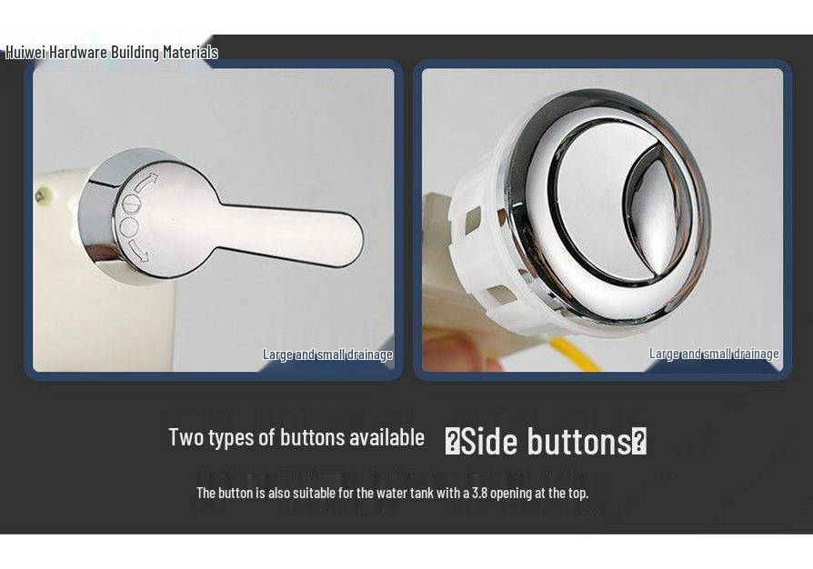 Vintage Large-Caliber Side-Mounted Dual-Flush Valve Set for Energy-Efficient Toilets