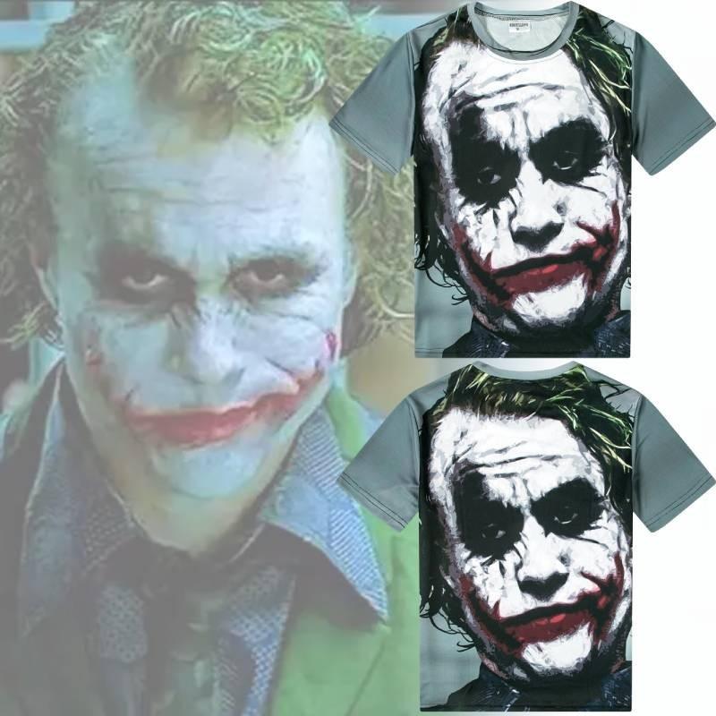Trendy Joker 3d Print T-shirt Short Sleeve Loose Fit Round Neck Tee Polyester