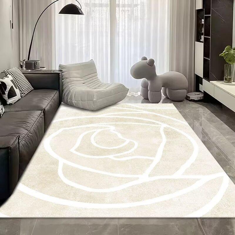 Light Luxury Abstract Living Room Crystal Velvet Carpet, Large Area Bedroom Full Of Floor Mats, Living Room Sand Coffee Table Carpet