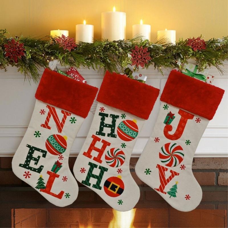 Alphabets Holiday Sock Decoration With Polyester Materials Quick Attachment Hook Multipurpose Festival Ornament