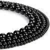 Black Ceramic Glass Stone Natural Round Beads 15"Strand Smooth Loose Spacer Beads 4/6/8/10/12mm for Jewelry Making DIY Bracelets Accessories