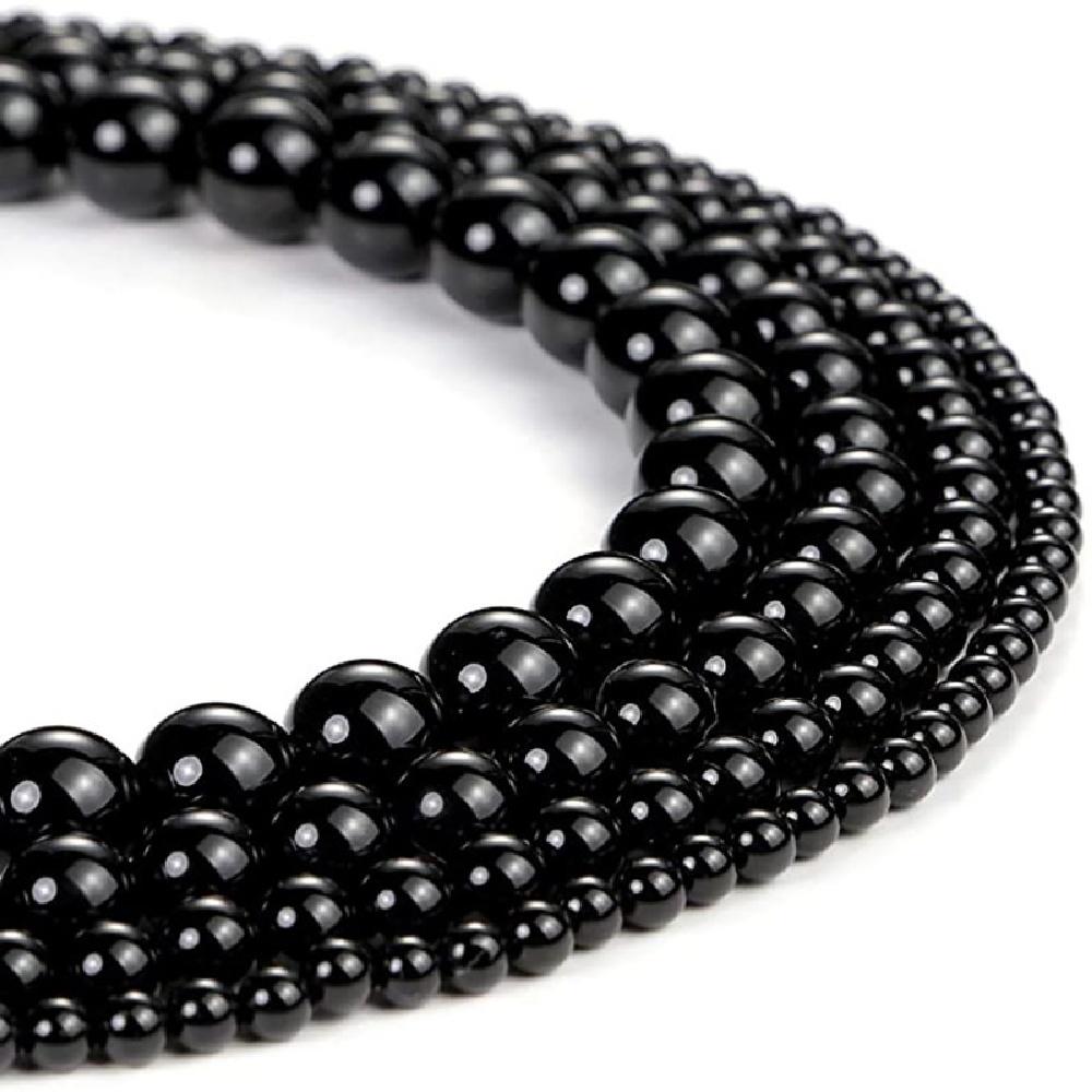 Black Ceramic Glass Stone Natural Round Beads 15"Strand Smooth Loose Spacer Beads 4/6/8/10/12mm for Jewelry Making DIY Bracelets Accessories