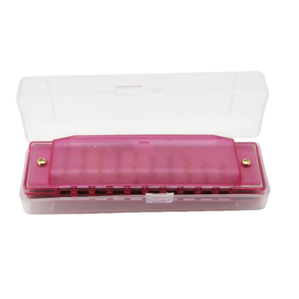 Clear Tuning Blues Harmonica Translucent Diatonic Harmonica 10 Hole Harmonica  Kids Educational Toy розовый