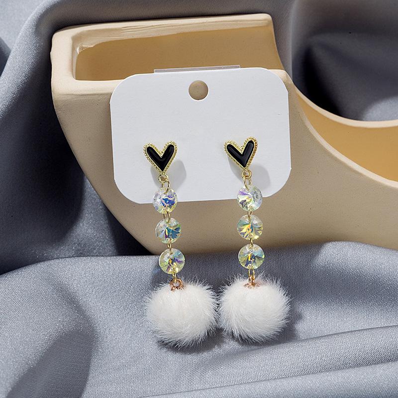 Long Tassel Love Earrings Slightly Set With Diamond Flocking Colorful Stud Earrings Jewelry Women S Fashion Ear Jewelry