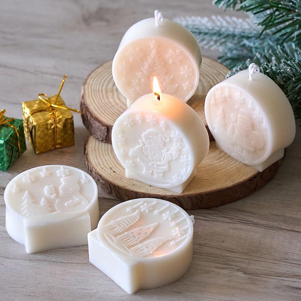 Silikonové formy na vánoční svíčky DIY řemesla Ručně vyráběné sádrové vánoční ozdoby Santa Claus Jelen Sněhulák Reliéfní vánoční koule