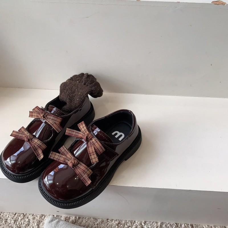 Scarpe Stile Giovanile Scarpe Piatte da Bambina Principessa con Dettaglio Fiocco Pelle PU Suola Morbida Slip-On Calzature per Bambini