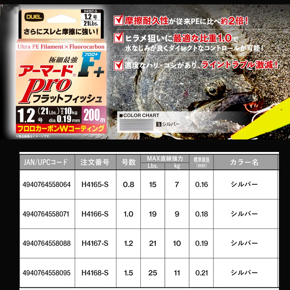 DUEL Armored Pro Flatfish 200m Size F+ 0.8 Flounder/Flatfish
