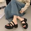 Thick bottom non-slip Internet celebrity super fire cool slippers women's summer wear 2025 new one-word cool slippers premium sense light luxury