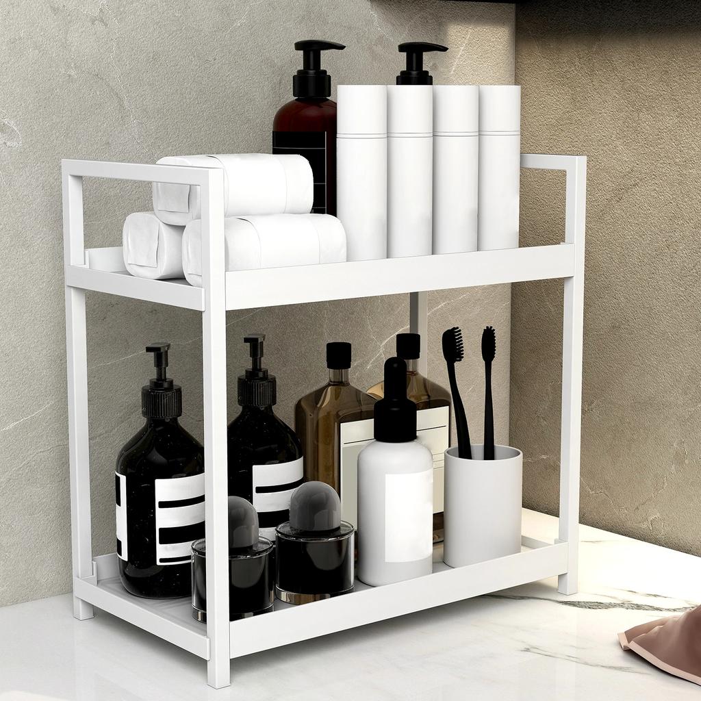 2 Tier Multifunctional Large-Capacity Countertop Storage Rack for Bathroom Cosmetic  Storage or Kitchen Spice Holder