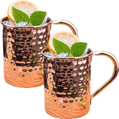 2 Pezzi Coppa da Cocktail e Vino Tazza Moscow Mule Acciaio Inossidabile Martellato Placcato Rame Tazza da Birra Tazza da Caffè Strumenti da Bar per Bevande per il Ramadan