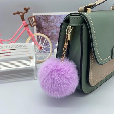 Op voorraad 8cm Faux Konijnenbont Pompon Sleutelhanger - Pluche Bal Hanger voor Tassen en Kleding