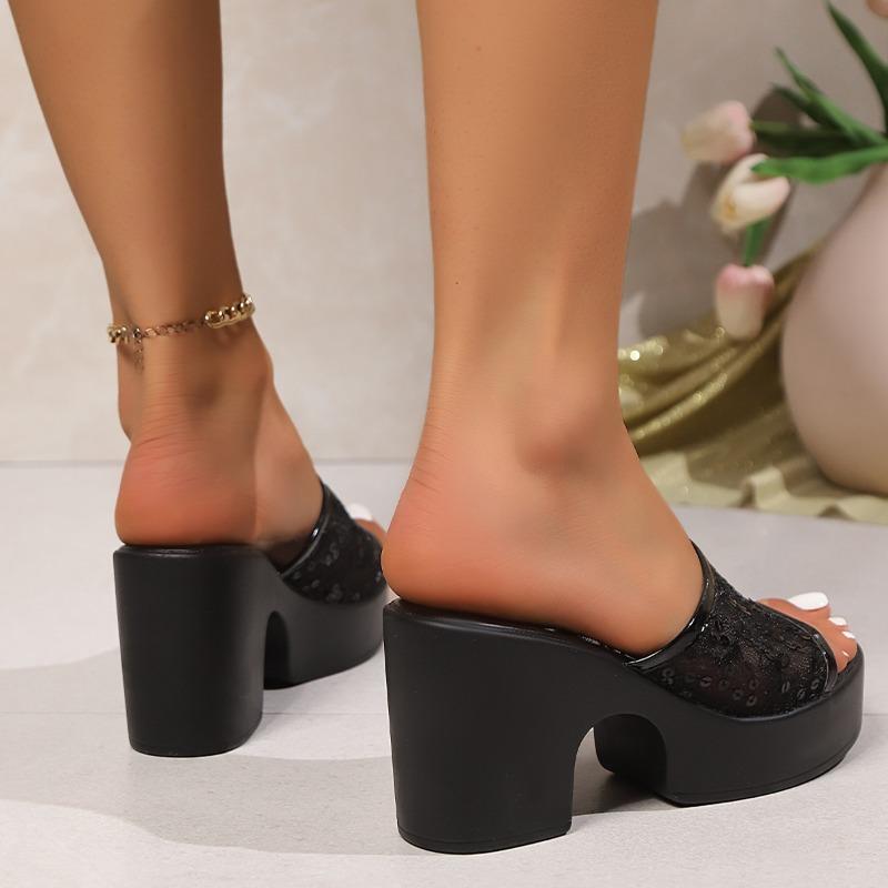 2025 New Sequined High-Heel Sandals Summer Elegance Plus Size Breathable Outdoor Sandals Women's
