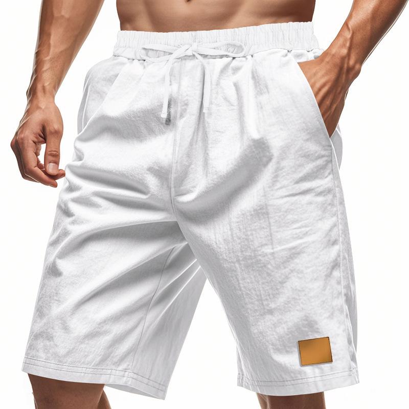 Men's Lightweight Linen Breathable Solid-Color Beach Sports Casual Loose-Fit Shorts