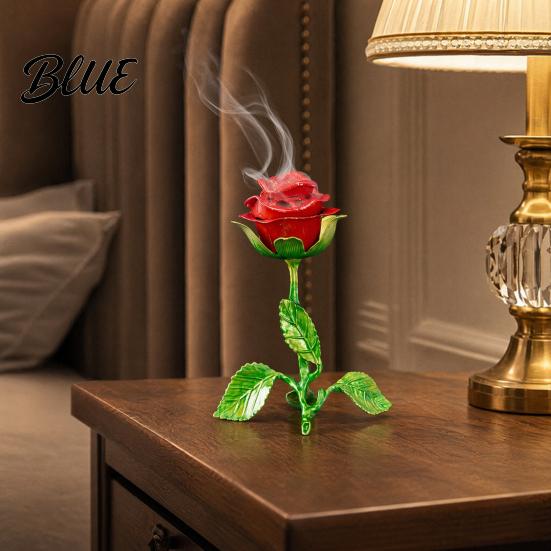 Yoga Aromatherapy Burner Vintage Rose Incense Burner Metal Flower Holder Decorative Tabletop Ornament Bedroom Living Room Office A Thoughtful Gift