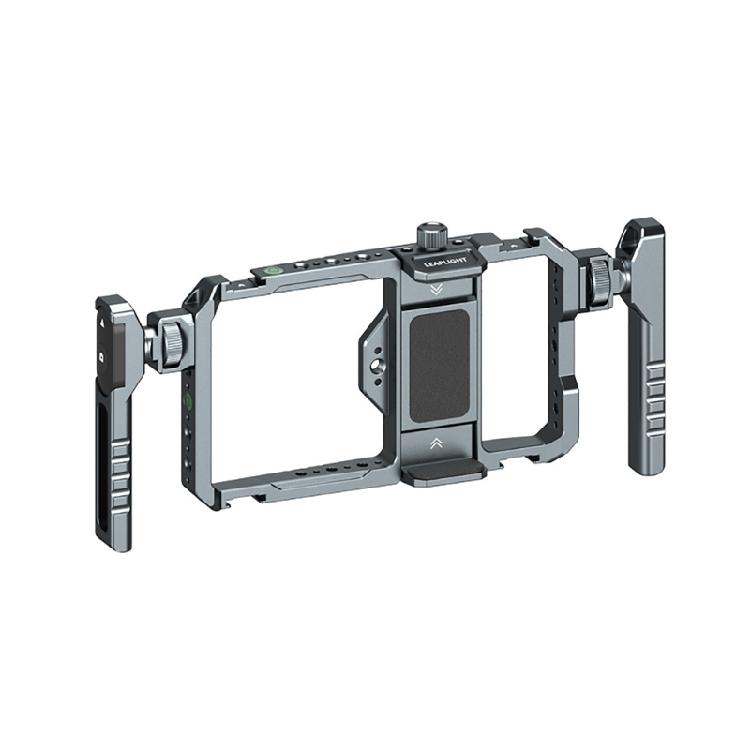 

Professional Video Rig for Smartphones Adjustable Aluminum Frame Double Handle Operation Multiple 1/4 Threaded Port 1