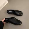 Fashion SUOJIALUN Autumn Women Flat Slipper Fashion Split Toe Slip On Mules Shoes Ladies Casual Soft Flat Heel Outdoor Slides Sandal Sho