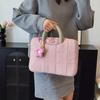 14 Inch Fashionable Cotton Padded Women's Laptop Bag, Tablet Bag, Contrasting Color Design, Simple And Cute Briefcase