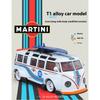 1/24 Volkswagen T1 Bus Gulf Oil Martini Low Ride Wide Body Modifiziert Legierung Metall Diecast Modellauto Sound & Licht Hobby Geschenke Junge