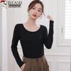 Woodpecker Women's U-Neck Long Sleeve Cotton Blend Base Layer Top