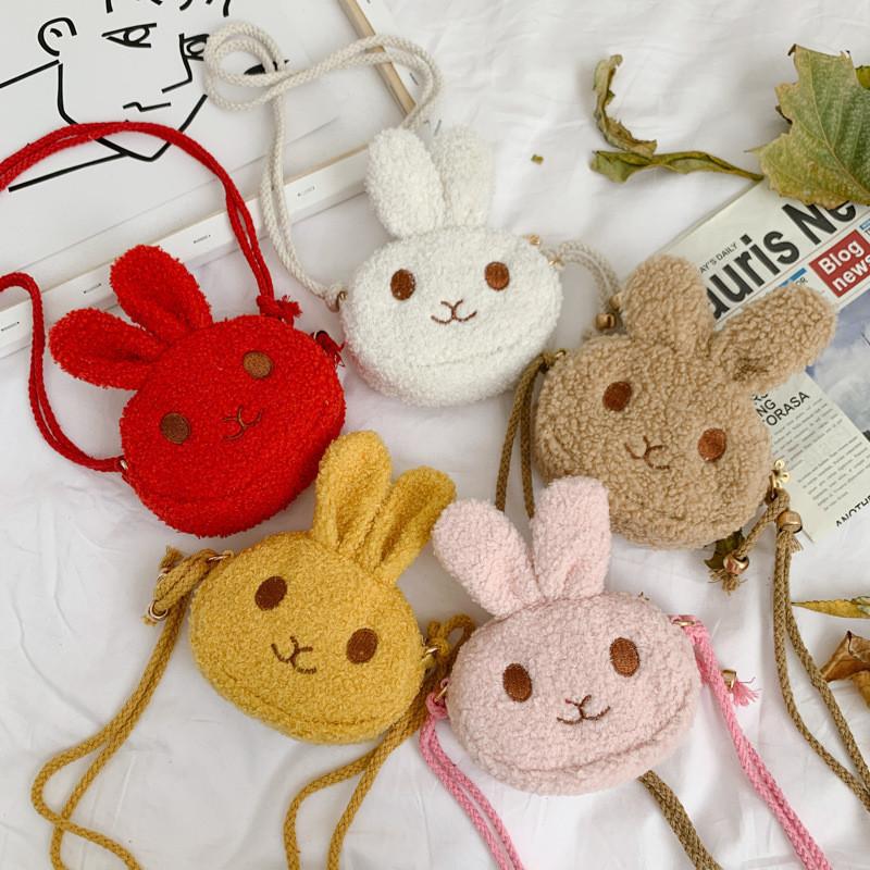 Cute Bunny Plush Shoulder Bag For Kids Cartoon Anime Rabbit Snack Bag