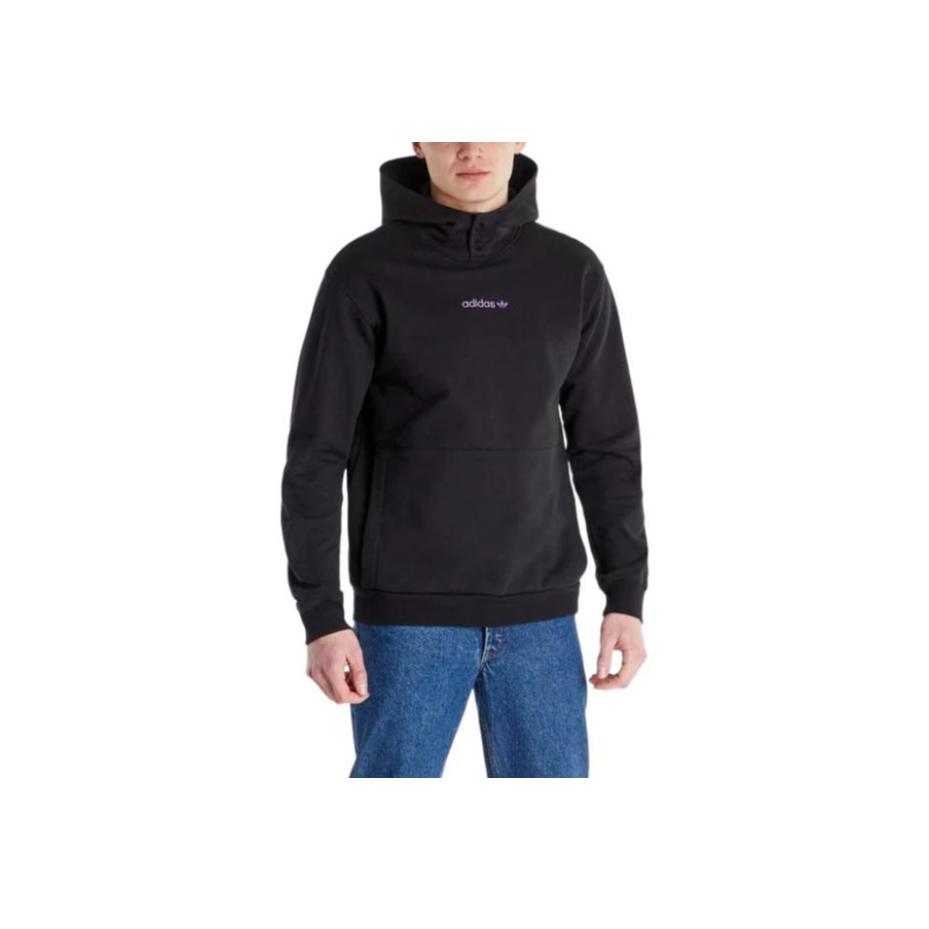 Adidas Sweat à capuche décontracté brodé logo Trèfle Originals Homme Hauts Noir HN0381