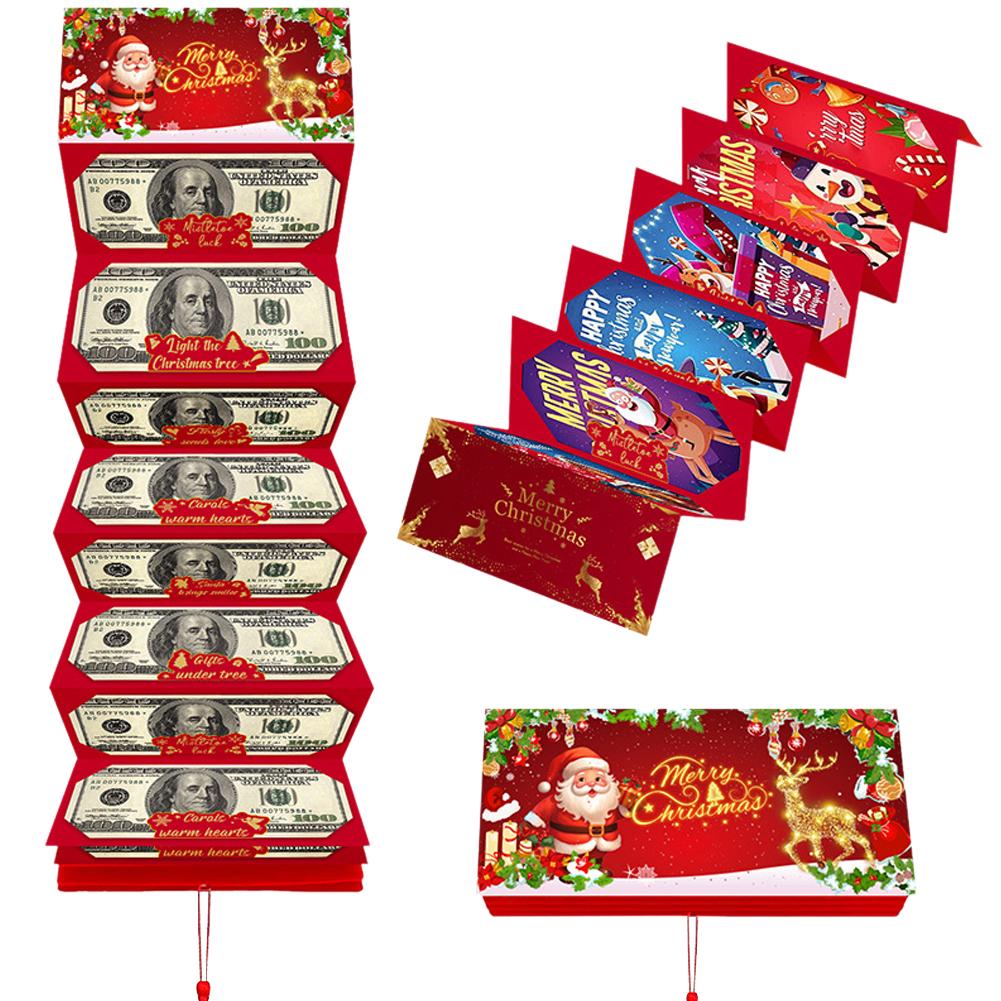 

10 Card Christmas Red Envelope Position Cash Wallet Gift Card Christmas Surprise Party Greeting Card lucky money Box красный