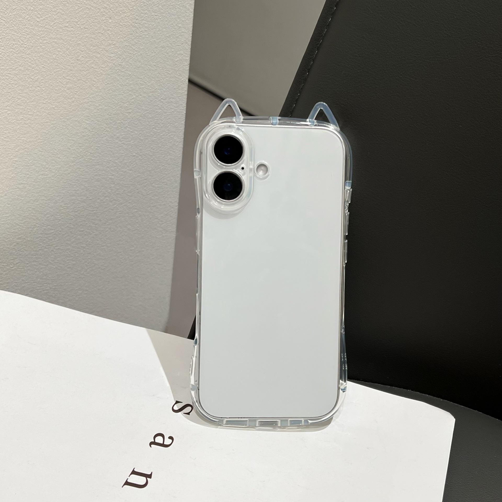 

Transparent Cat Ear Phone Case for Apple 17 Pro Max, Drop-proof & Soft, Compatible with 13/12/11 Models. iPhone 17