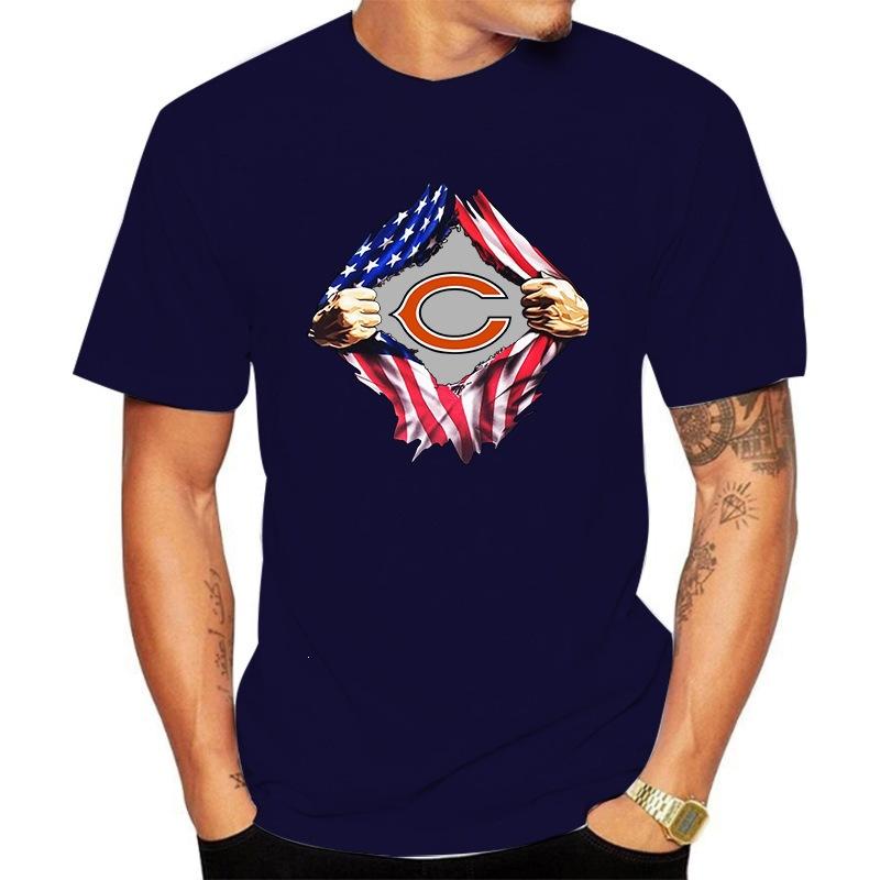 Football T Shirt Men Cotton Print American Flag Crack Graphic Short Sleeve Tees NFL Team Fan Casual Sports Tops Summer O-Neck Daily Wear Shirts
