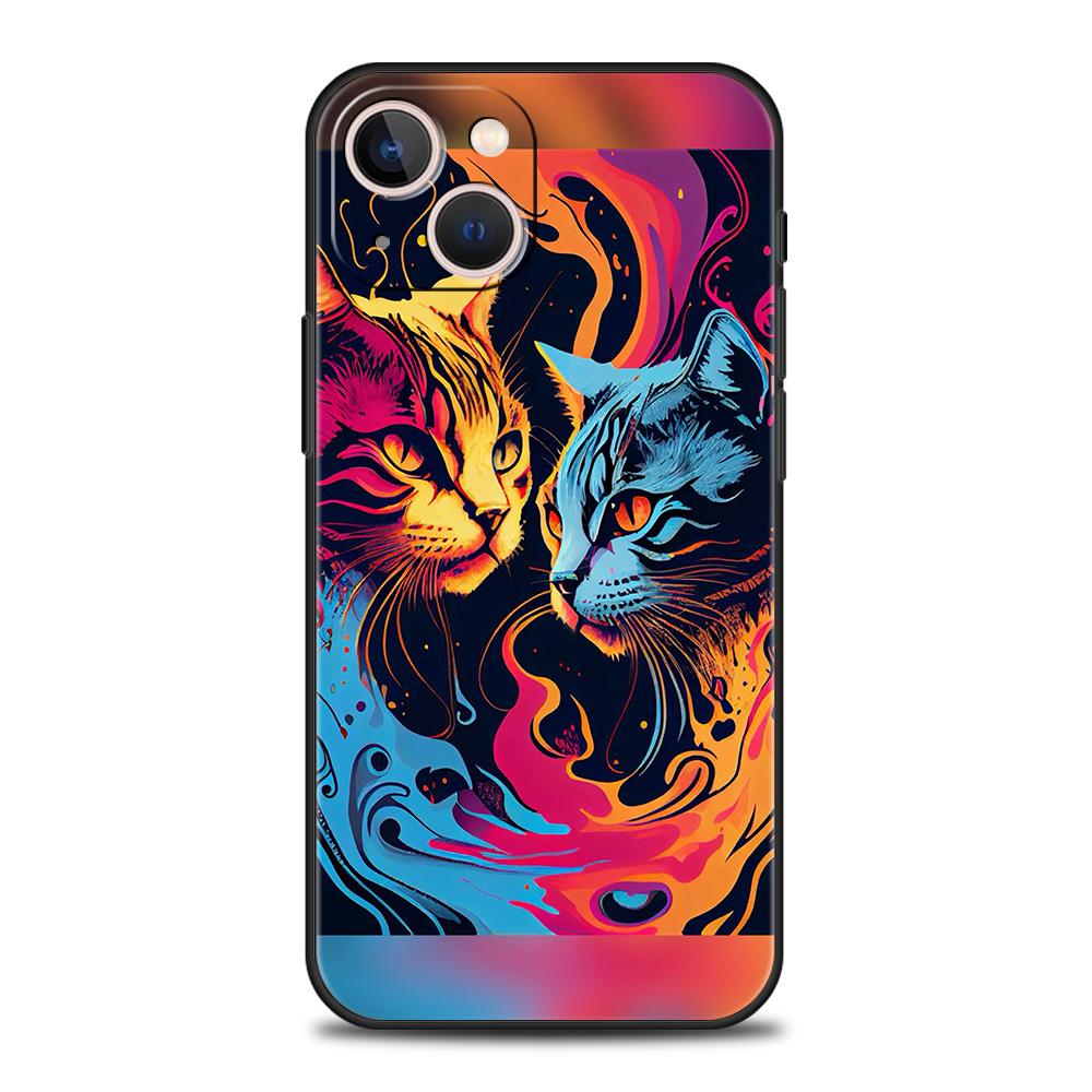 CAT Phone Case Cover for iPhone 16 15 14 13 12 Pro Max XR XS X 11 7 8 Plus Shockproof Silicone Soft TPU Shell Capas Coque Bags