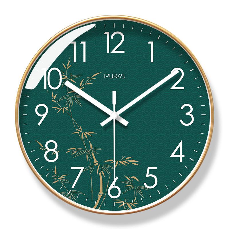 Wall Clock Modern Design Living Room Wall Clock Golden Bamboo Wall Silent Sweep Second Quartz Clocks