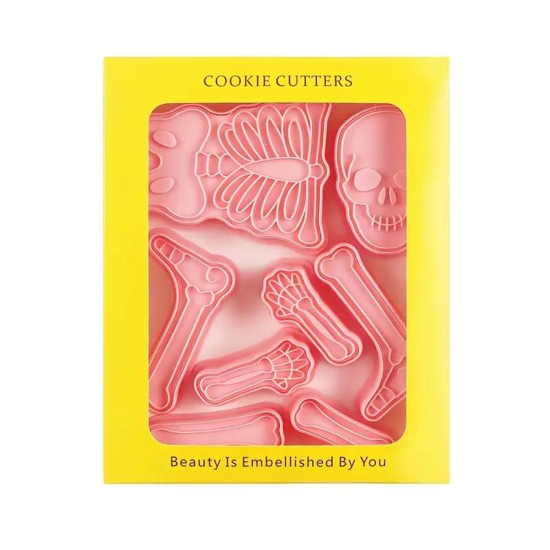 

8pcs Cartoon Human Bone Shaped Cookie Cutter Halloween Puzzle Fondant Biscuit Mold Body Skull Shape Integrated Fun Cookie Cutter
