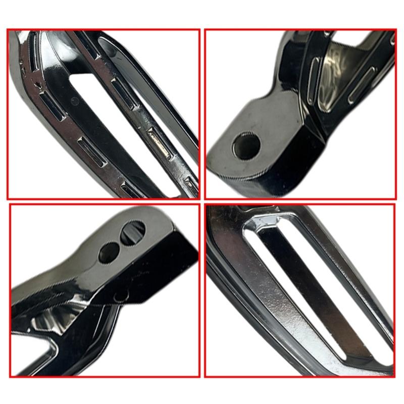 Motorcycle Passenger Footboards, Aluminum Rear Support Pair with Open-Frame Bodies, Ridged Treads, and Mounting Hardware