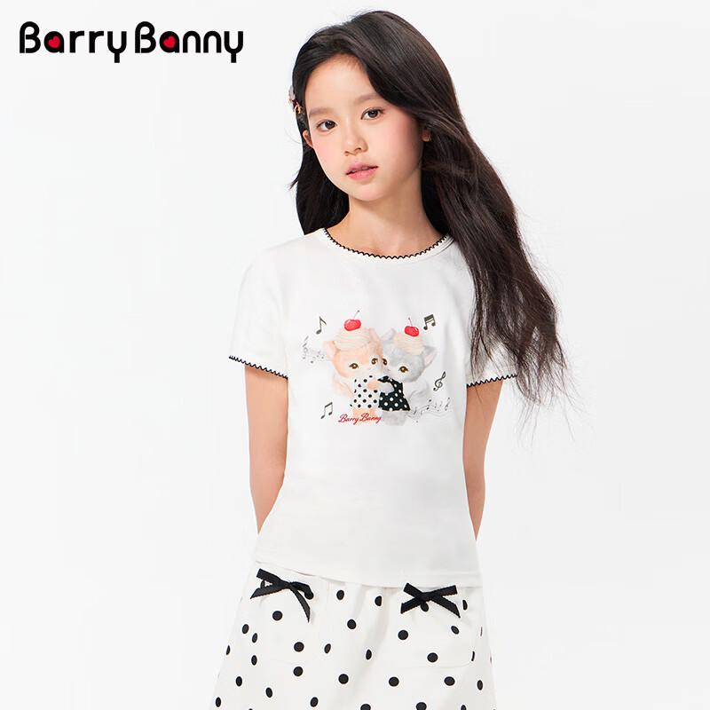 BARRY BANNY Girls' Cat Print Short Sleeve T-Shirt