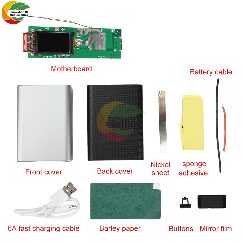 22.5W Fast Charging Module 0.96inch TFT Color Screen Digital Display DIY Power Bank Kit Battery Case Mini Compact Portable Power
