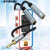 KEYSION Headset Splitter 3.5mm Audio+Mic Stereo Headphone Splitter Audio 3.5mm 4 Pole Jack Y Cable for Phone HIFI DAC Amplifier