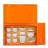 Dehua White Porcelain Kung Fu Tea Set Household Suet Jade Porcelain Tea Cover Bowl Teapot Teacup Ceramic Gift Box