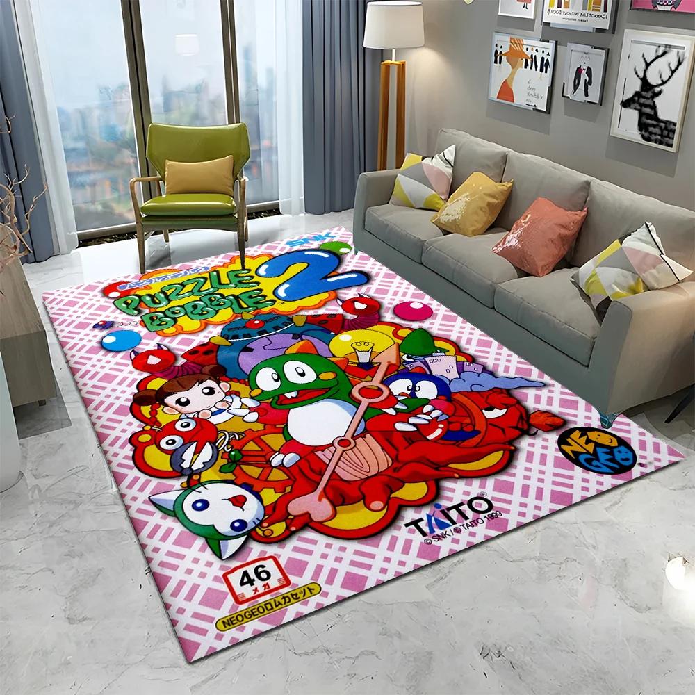 Tappeto Tappetino Decorativo per Casa Soggiorno Camera da Letto Divano Zerbino, Tappeto per Area Giochi Bambini Tappetino Antiscivolo, Gioco Cartoon Bubble Bobble Tappeto per Gamer