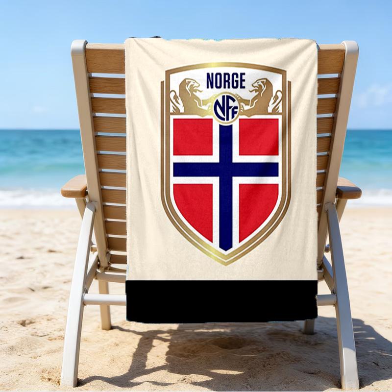 Asciugamano da Spiaggia in Microfibra con Stemma del Calcio Norvegese, Leggero e Asciugatura Rapida, per Viaggi Estivi, Essenziale per la Spiaggia, Piscina all'Aperto
