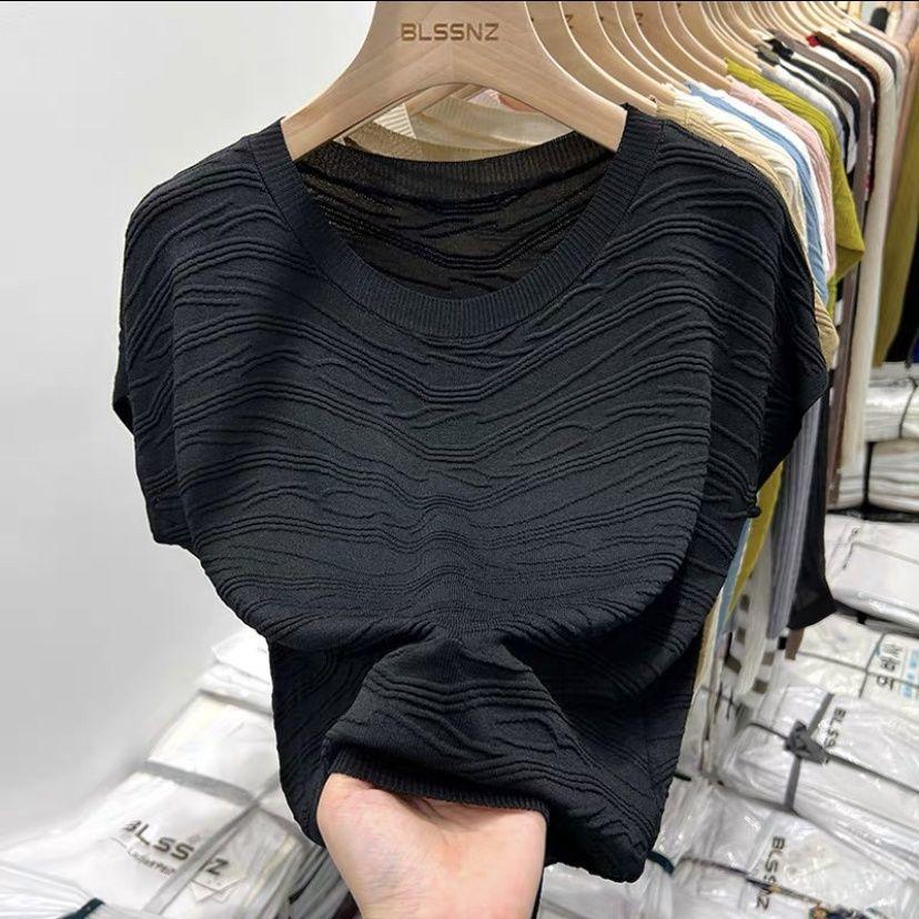 Tricoturi cu mâneci scurte Vară pentru femei Nou Top Slim Fit La modă Versatil Tricou Femei