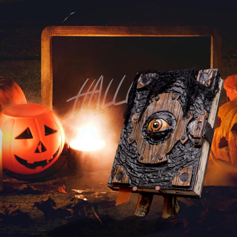 Buch der Verdammten Halloween-Dekoration Hexen-Dekoration Handgefertigt Schwarzes Zauberbuch Realistisches Necronomicon-Buch Gruselige Saisonale Requisite