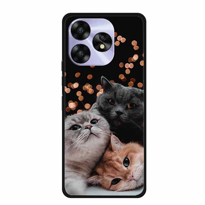 For Umidigi A15c A15 Case Painted Black Bumper TPU Soft Silicone Phone Cover For Umidigi A15 Cases A 15 15T Coque Funda Capa Cat
