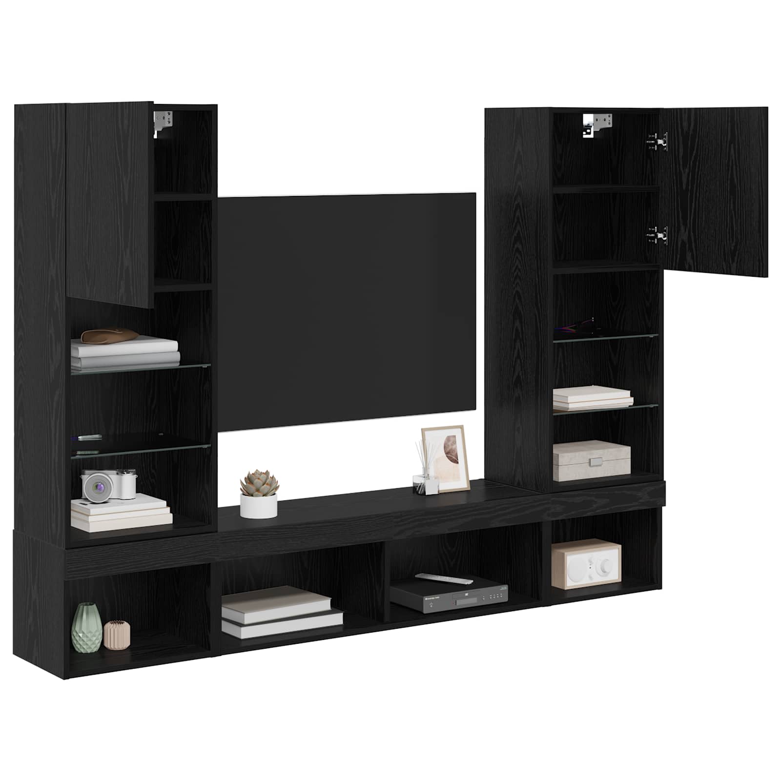 TV-Wandmöbel mit LED 5 Stück 40,5 x 30 x 102 cm