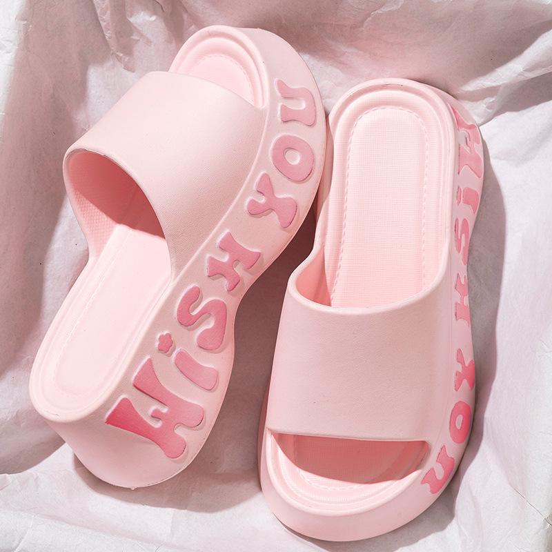 Women's Anti-Slip High-Heeled Platform Slippers for Summer Indoor/Outdoor Use