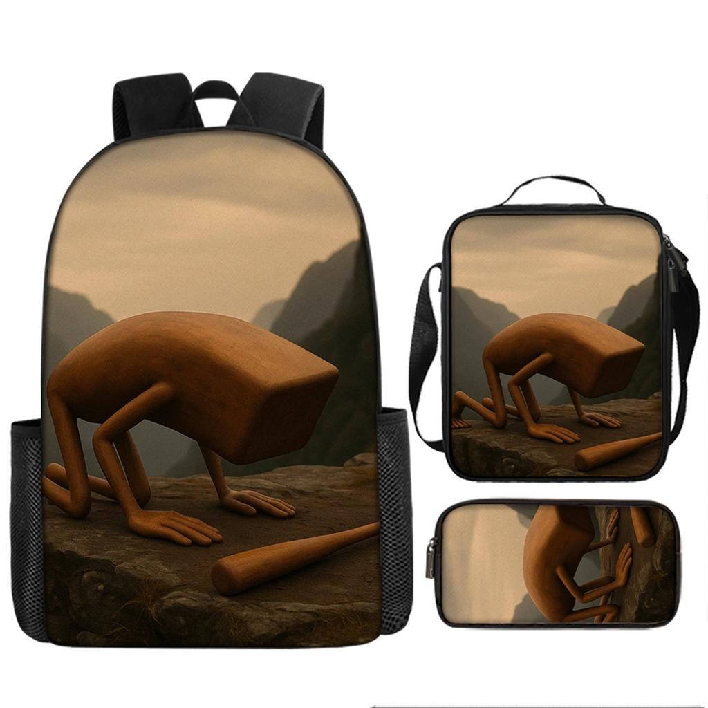 Three-pack Lightweight Children's School Bag Set, School Bag + Lunch Bag + Pencil Bag, Printed School Bag Set