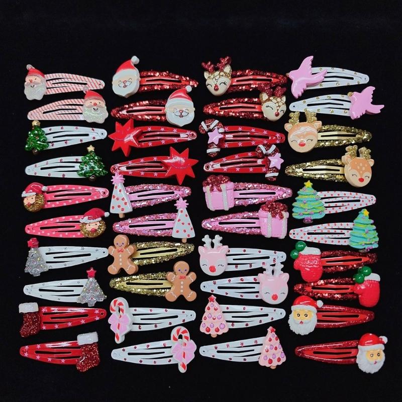 Lovely Christmas Hair Clip Sequined Nonslip Strong Clip Santa/Tree Decors For Christmas Holiday Hair Styling Accessories