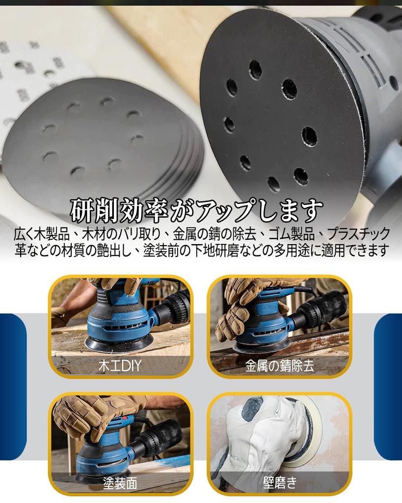 BODHTAT Disc 91 Waterproof Sandpaper 10 Sheets Each 1 Adapter for Electric Woodworking Metal Car Random Action Sanders Sandpaper, Sheets, 125mm,