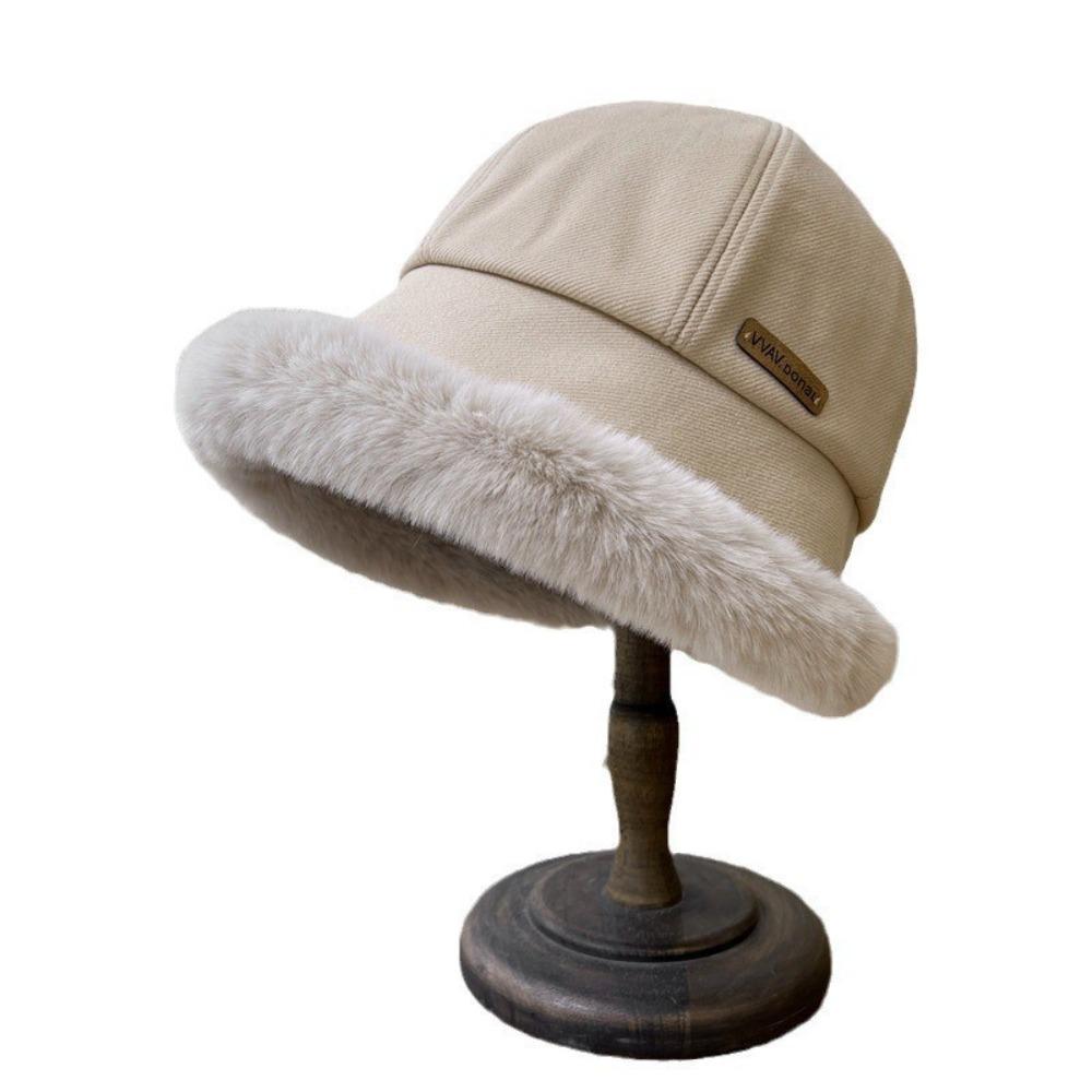 Windproof Fluffy Fur Bucket Hat Warm Winter Fisherman Hat Vintage Plus Velvet Panama Hat  Fishing