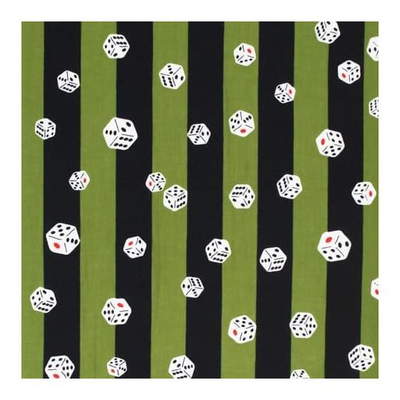 Someno Anbo Tenugui 'Stripe Dice Uguisu' - Hand-dyed 100% Cotton, Tokuoka Fabric, Made in Japan, 35cm x 100cm - Stylish Item, Recommended for Gifts,